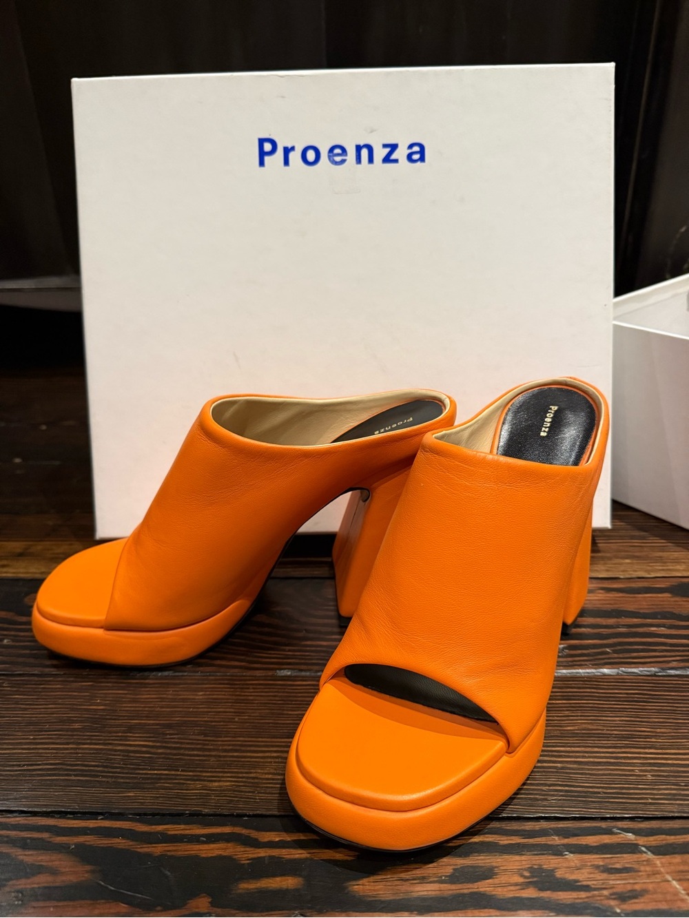 Proenza Schouler Bright Orange Leather Open-Toe Mules